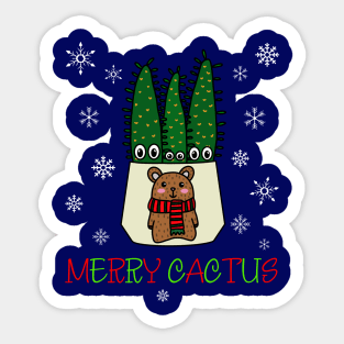 Merry Cactus - Eves Pin Cacti In Christmas Bear Pot Sticker